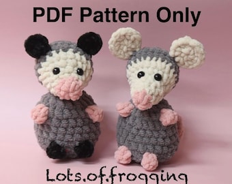 PATTERN: Chonky Pals- Opossum-Mouse- Crochet opposum- crochet Mouse-Crochet PDF pattern-Digital Download