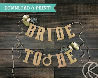 Printable Burlap Bridal To Be Banner | Printable Bride To Be Banner | Download and Print Bachelorette Banner | Bachelorette Party Banner