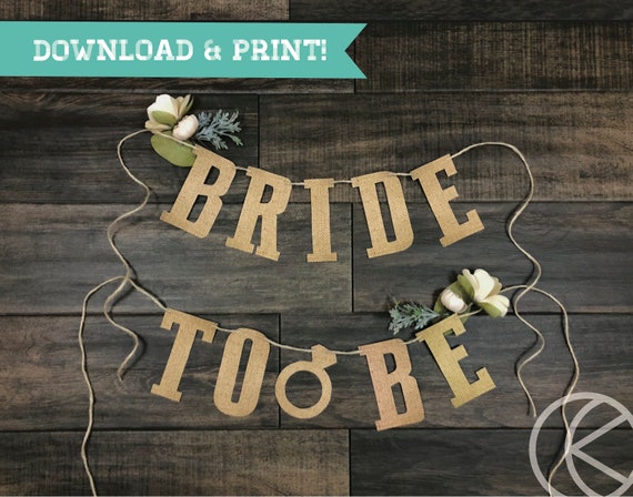Printable Burlap Bridal to Be Banner Printable Bride to Be | Etsy