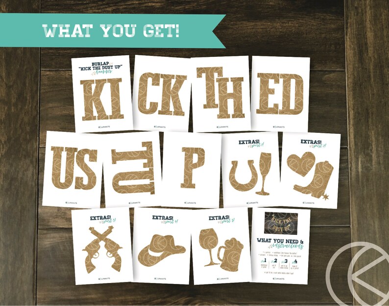 Printable Burlap Kick The Dust Up Banner Printable Banner | Etsy