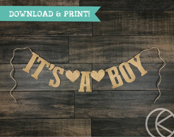 Printable Burlap It's a Boy Banner Printable Banner | Etsy