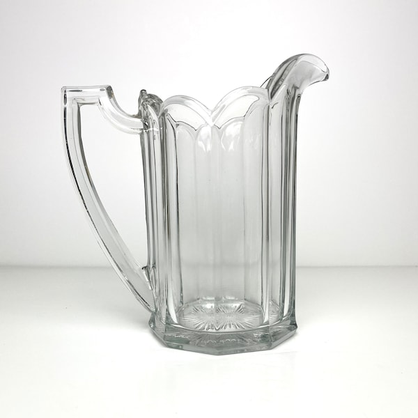 Antique Davidson Vintage Art Deco Clear Glass Water Jug Pitcher