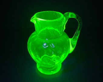 Uranium glass small thumb glass jug