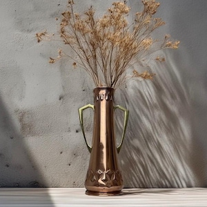 German WMF Art Nouveau Copper & Brass Twin handled Vase c1900.