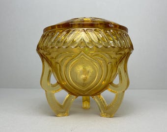 Sowerby #2602 Art Deco 1930-tals bärnstensfärgad glasrosenskål / vas