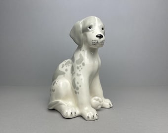 ヴィンテージ ロモノーソフ磁器製ダルメシアンの子犬の置物：ソ連の