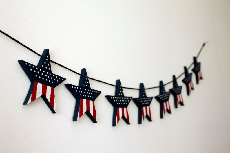 American Flag Star Garland Etsy