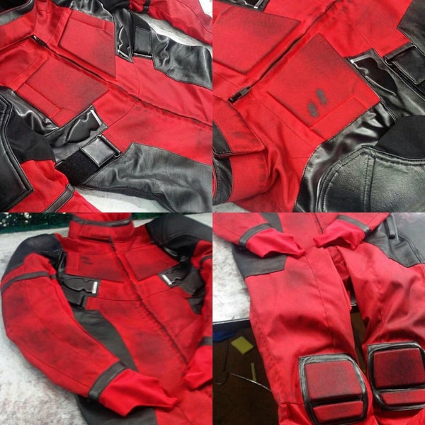 Weathered Deadpool Costume / Cosplay / Suit Movie Replica in Cordura & Leather
