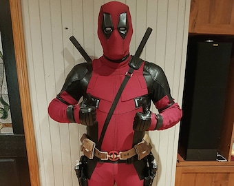 Deadpool Costume / Cosplay Suit (Replica) :Made From Custom Dyed 4 Way Patterned Stretch & Leather