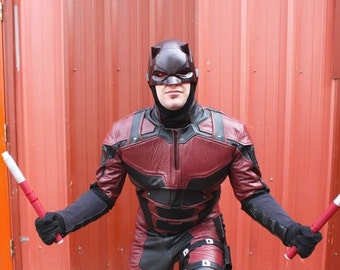 Daredevil Kostuum Cosplay Netflix Replica in Leer en of Cordura