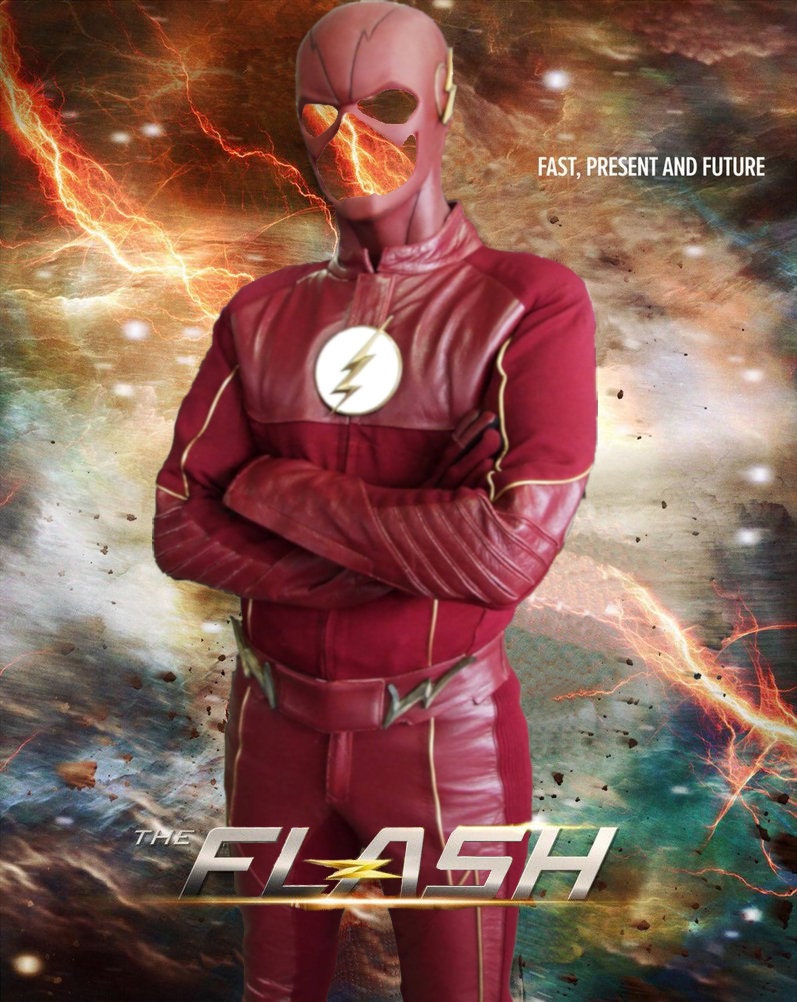 Flash kostuum cosplay replica DC s CW The Flash in leer en