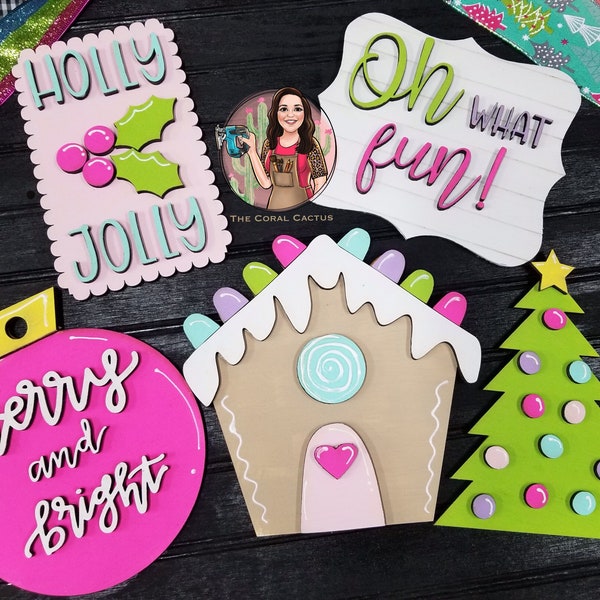 Bright Merry Christmas Tiered Tray SVG Digital File