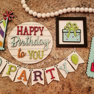 Geburtstag Tiered Tray SVG Digitale Datei Party Decor Spaß Mini Schilder