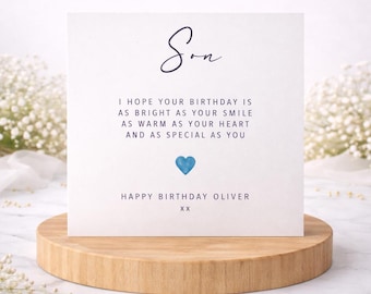 Personalised Son Birthday Card: Handmade Poem Design