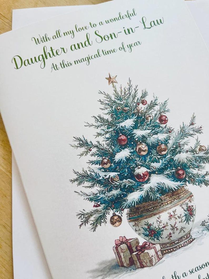 Paper Rose Artistic Christmas Greeting Card - Son And Daughter-In