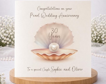 Tarjeta personalizada de aniversario de bodas de perlas para pareja (30 años)