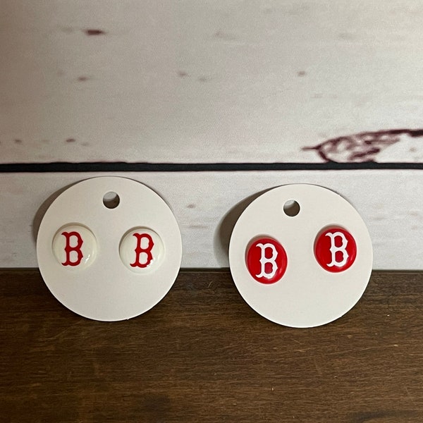 Boston Red Sox White Perler Bead Post Earrings