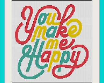 Схема вышивки крестом «Ты делаешь меня счастливой», Схема вышивки крестом «Цитата», PDF-схема для вови