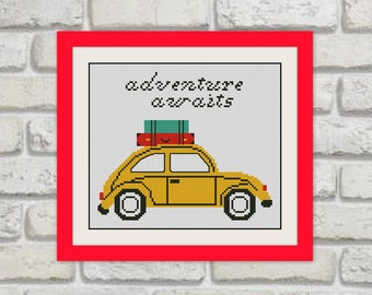 Adventure Cross Stitch Pattern, Adventure Modern Cross Stitch Pattern, Quote Cross Stitch Pattern, PDF Format, Instant Download,R220