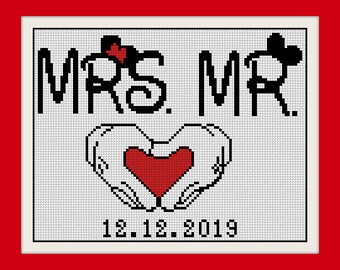 Wedding cross stitch pattern,BOGO,Mr & Mrs cross stitch, Married Mouse, Love cross stitch pattern, cross stitch pattern,modern pattern,R267