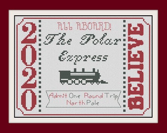 Express Cross Stitch,Train Cross Stitch Pattern,BOGO,Modern cross stitch, PDF, ticket cross stitch pattern,R192
