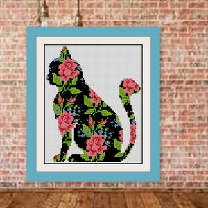Cat Cross Stitch Pattern, Animal Cross Stitch,flower cat,BOGO,Animal Pattern,PDF counted cross stitch pattern,R111