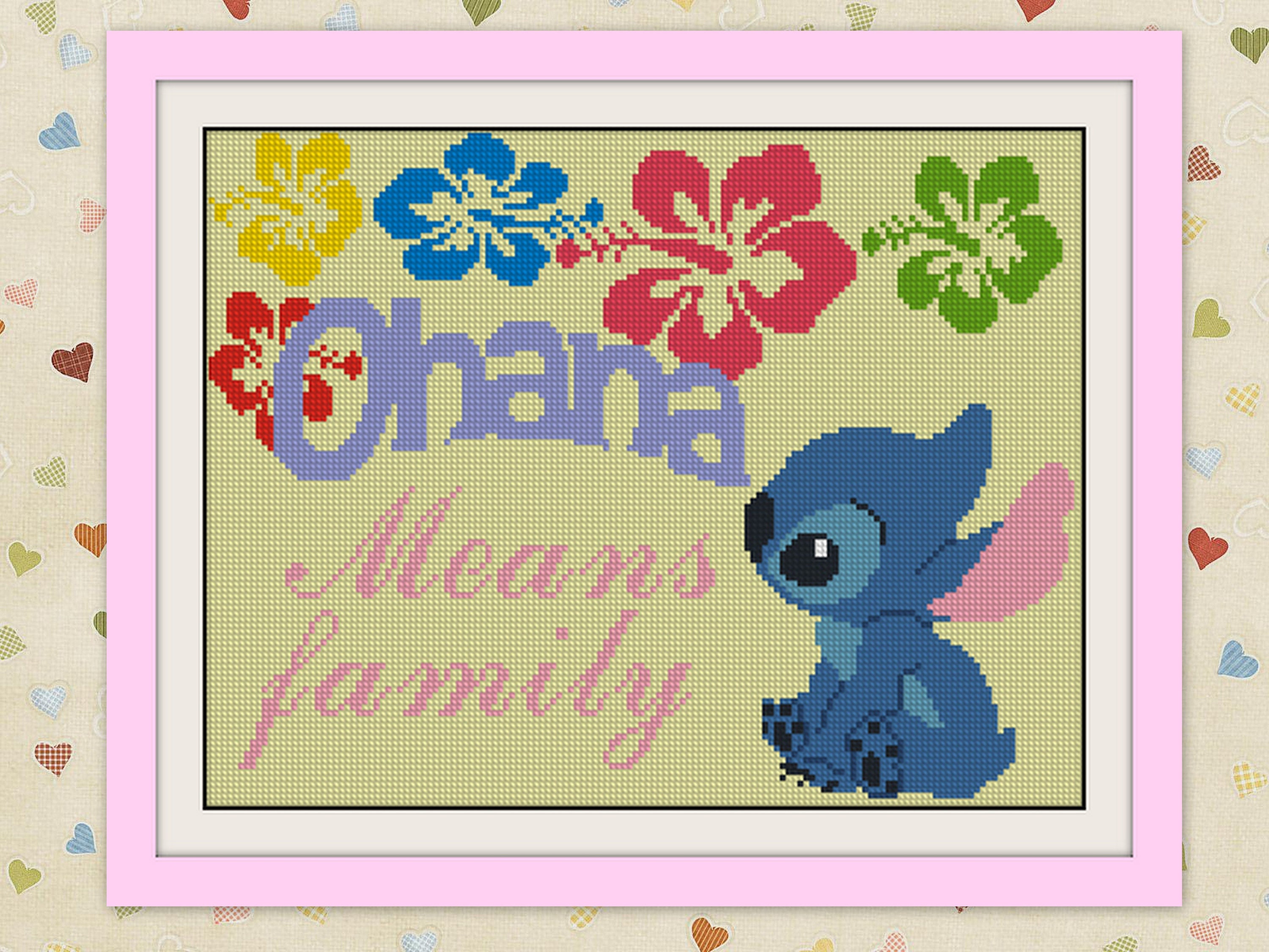 Stitch Ohana means Family вышивка