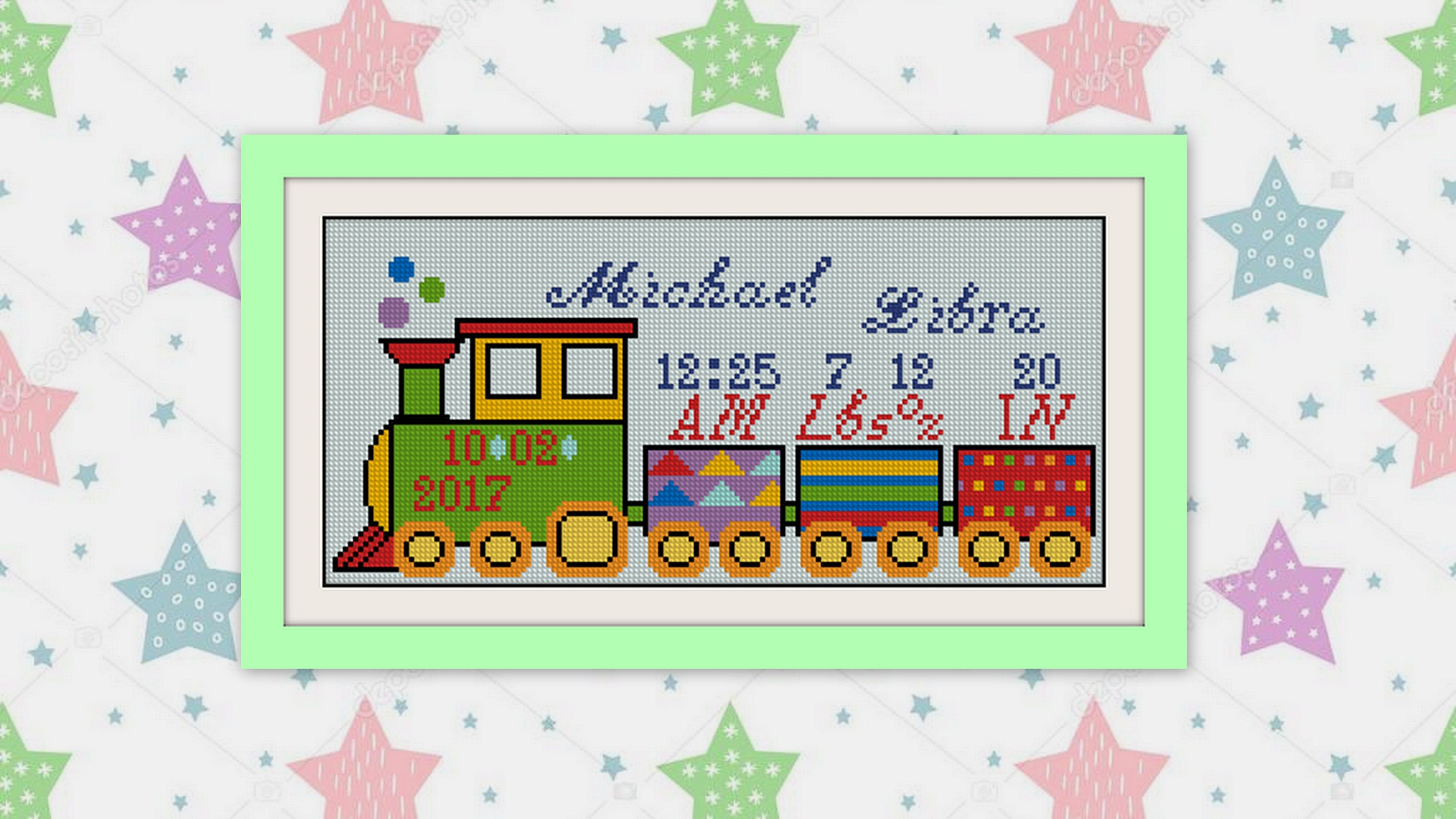 Baby train cross stitch patternBOGOPDF personalised steam Etsy
