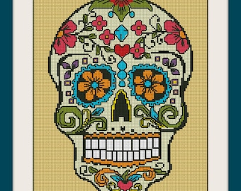 Сахарный череп, Схема для вышивки крестом INC, BOGO, PDF-счетчик Схема вышивки крестом Сахарный череп, R099
