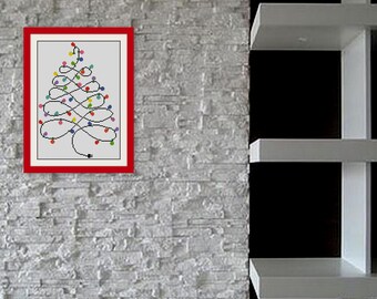 Merry Christmas  tree, modern cross stitch nursery art, INC Cross Stitch Pattern, BOGO, PDF counted cross stitch pattern,R333