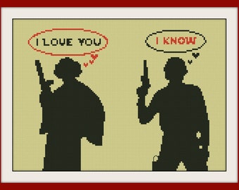 Silhouettes of lovers,Love Inspirational Quote,I Love You I Know Home Modern Decor,BOGO,counted cross stitch pattern,I love you I know, R005