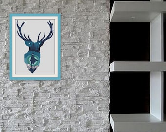 Олень xstitch. силуэт креста,закладки для вышивки крестом,схема Школа Волшебства,Волшебный мир xstitch,pdf, совремшение крестом,R131