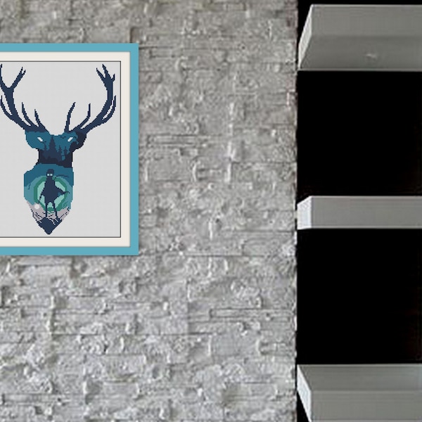 Deer xstitch. silhouette cross,bookmarks cross stitch,Magic school pattern,Wizarding world xstitch, pdf,modern cross stitch,R131