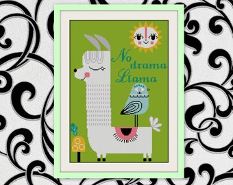 Llama Silhouette Animals Modern Cross Stitch Pattern,Cute Alpaca Cross Stitch Pattern, BOGO, Animals Cross stitch baby nursery,R169