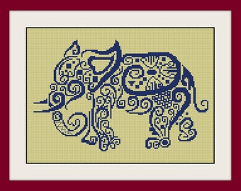 Monogram Elephant, Nursery Art, Animals, Elephant, INC Cross Stitch Pattern, BOGO, PDF counted cross stitch pattern,R026