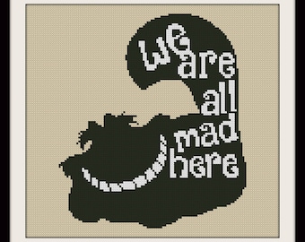 Quote cross stitch,Alice Adventures xstitch, smile cat Cross Stitch Pattern, BOGO, PDF counted cross stitch pattern,R013