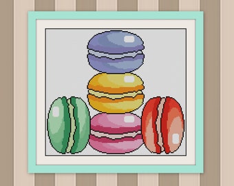 Macaroons Cross Stitch Pattern,Cookies Watercolor Cross Stitch Pattern,BOGO,Housewarming Gift,Kitchen Decor,Food Cross Stitch,R140
