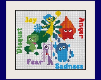 Cute Inside Out Cross Stitch Pattern, BOGO, Quote cross stitch, PDF counted cross stitch pattern,R157