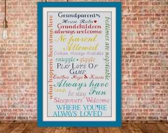 House Rules cross stitch,Home sweet home xstitch,Grandparents House Rules,Quote Cross StitchPattern,BOGO,Home decor,Modern cross stitch,R251