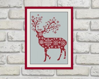 Deer christmas,Cross stitch pattern christmas reindeer,cute cross stitch,PDF instant download, BOGO, PDF counted cross stitch pattern,R191