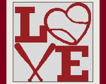 Love Baseball pdf cross stitch pattern,Sports Sampler,Nursery cross stitch, BOGO, Quote cross stitch, PDF counted cross stitch pattern,R001