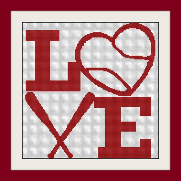 Love Baseball pdf cross stitch pattern,Sports Sampler,Nursery cross stitch, BOGO, Quote cross stitch, PDF counted cross stitch pattern,R001