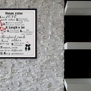 House Rules cross stitch pattern, Family poster cross stitch,INC, Quote Cross Stitch Pattern, BOGO,Home decor cross,Modern cross stitch,R388