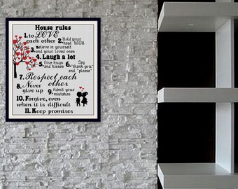 House Rules cross stitch pattern, Family poster cross stitch,INC, Quote Cross Stitch Pattern, BOGO,Home decor cross,Modern cross stitch,R388