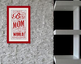 Glad mors dag Korsstygn, Mamma korsstygn, Korsstygnsmönster med citat, BOGO, PDF, Modernt korsstygnsmönster, R102