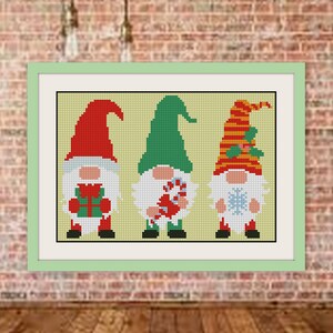 Christmas gnomes cross stitch pattern Hand embroidery design, BOGO, PDF counted cross stitch pattern,R127