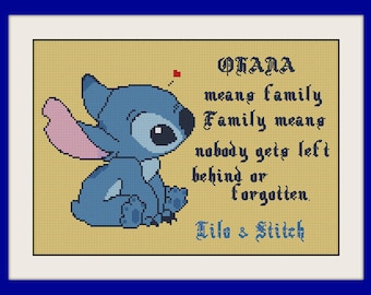 Kid and his family,Ohana means family xstitch, Quote Cross Stitch, kids decor xStitch, BOGO,counted cross stitch pattern,R108