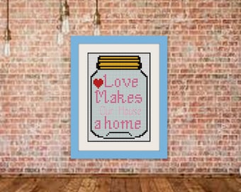 Jar kruissteek, Home sweet Home Stitch Patroon, Liefde kruissteek, BOGO, Quote kruissteek, PDF geteld kruissteekpatroon, R133