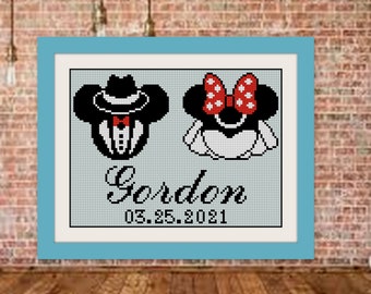 Wedding cross stitch pattern,Married Mouse, Love cross stitch pattern, BOGO,Mr & Mrs cross stitch, cross stitch pattern,modern pattern,R249