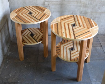 Set of Custom Reclaimed Wood Side Tables/ End Tables